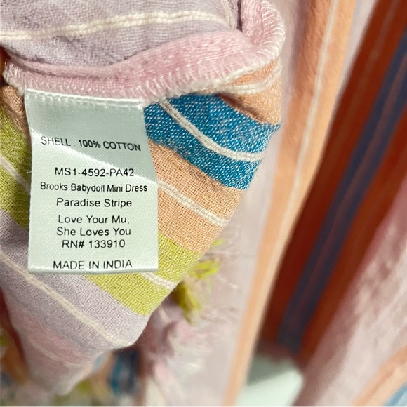 Show Me Your Mumu Brooks Babydoll Mini Dress Paradise Stripe. - Picture 9 of 11